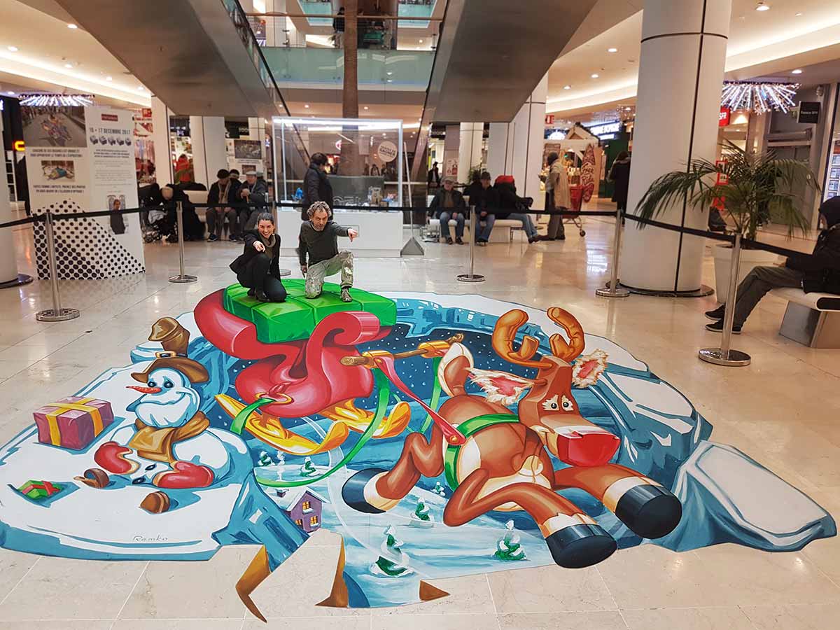 3D Streetpainting at Mériadeck shoppingmall, Bordeaux, France