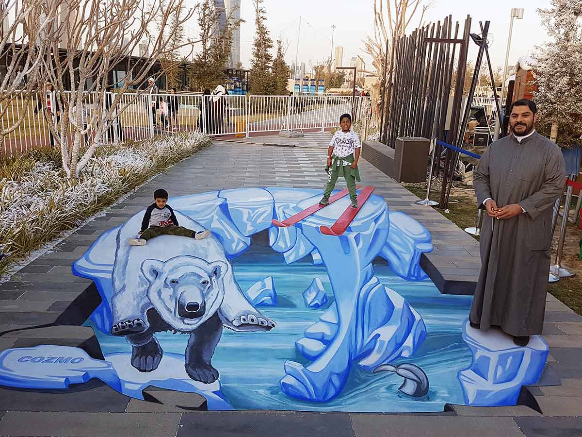3D Streetpainting at Snowtown in K-Town, Kuwait-City