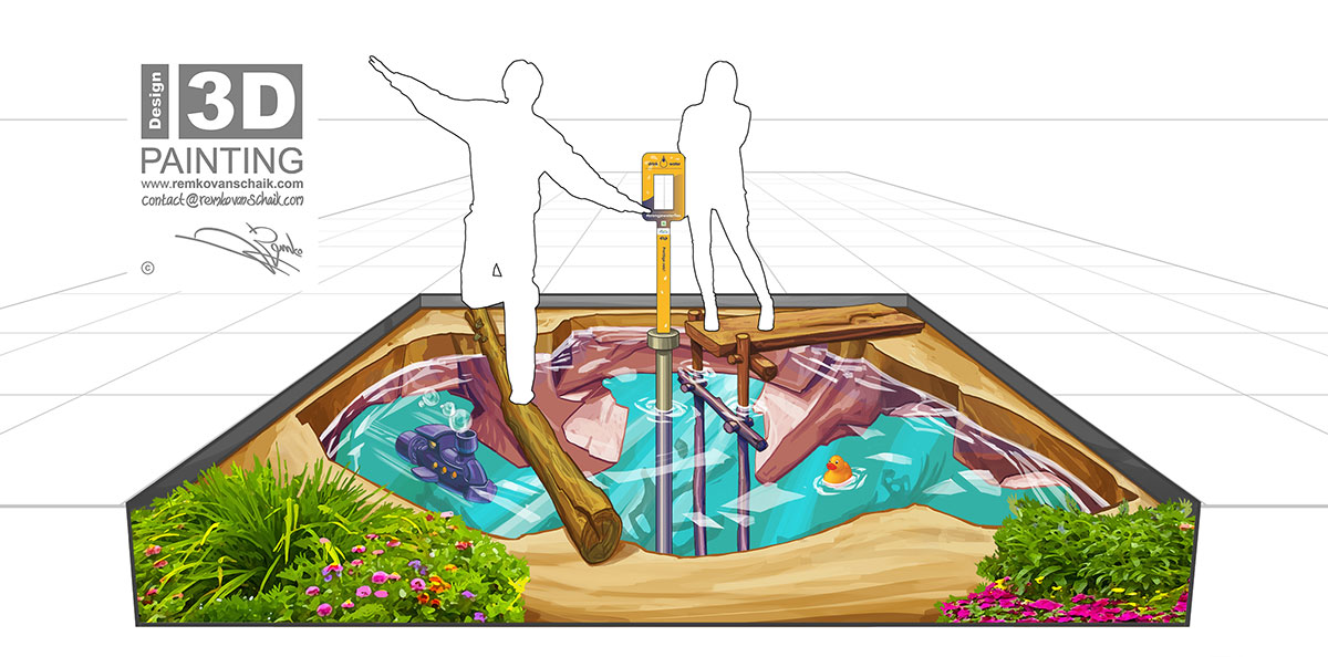 3D Streetpainting Sketch 3D Water Tap Point