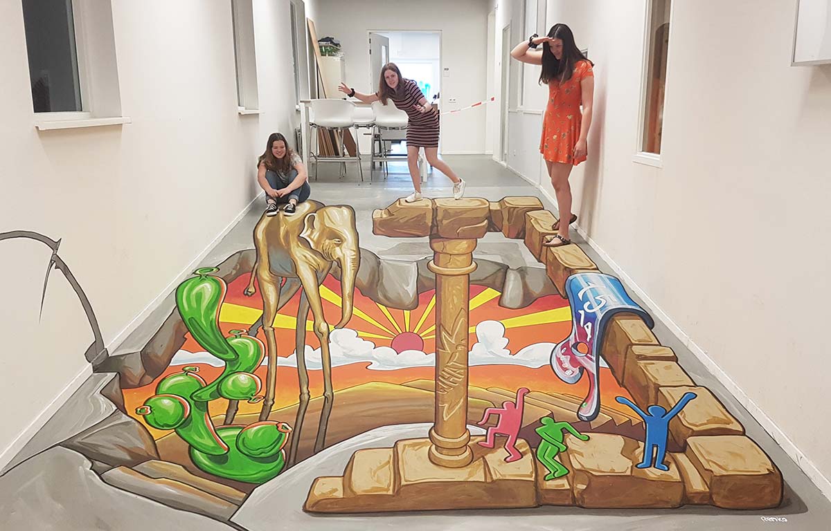 3D Streetpaintings at Udens College, Netherlands