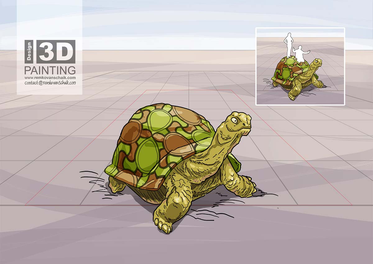 3D Streetpainting Sketch '3D Turtle'