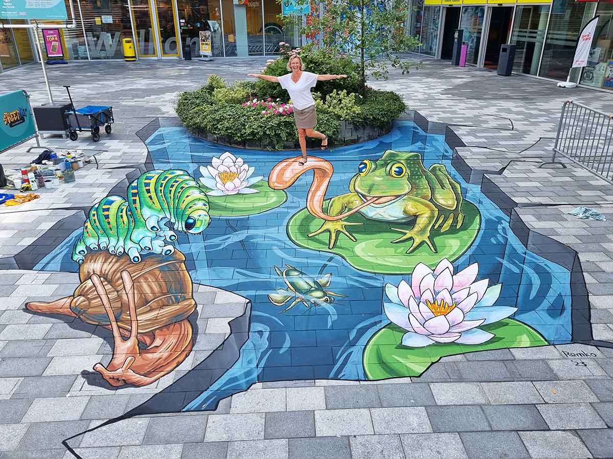 3D Streetpainting "3D Geinvijver" at Street Art Nieuwegein