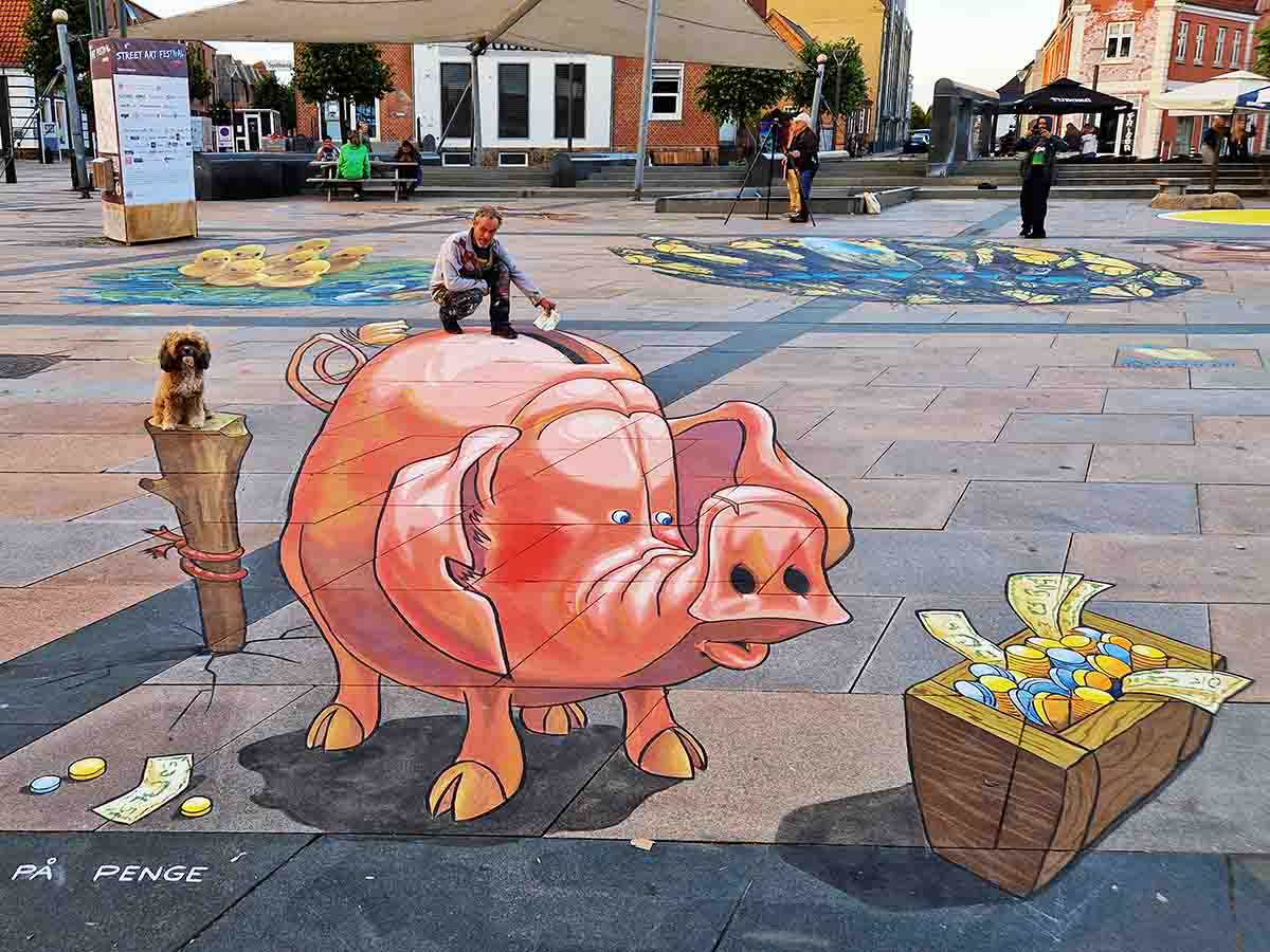 3D Streetpainting at Streetart Festival 2024, Brande, Denemarken