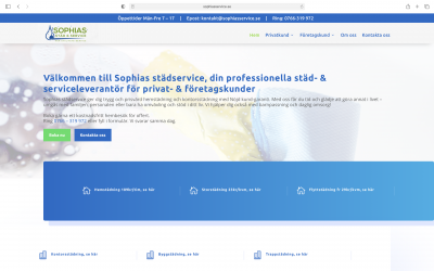 Sophias städservice får en fin WordPress hemsida