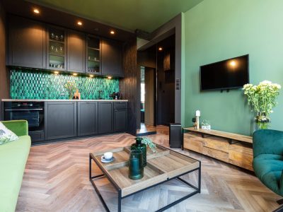 Interior design of small elegant apartment home staging