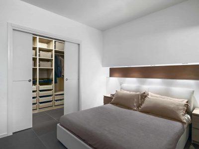 interiors of a modern bedroom overlooking on the wardrobe