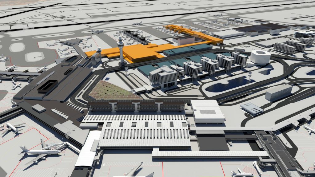 Een van de ontwerpen voor de uitbreiding van Schiphol in 2019 en 2023.