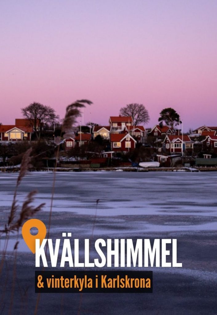 Vinterkyla och rosa himmel i Karlskrona