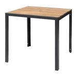 Kvadratisk bord i stål og akasietre | 800x800x740(h)mm | BOLERO DS152 | HGX0HA | 109392