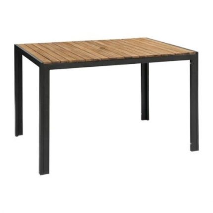 Rektangulært bord i stål og akasietre | 1200x800x740(h)mm | BOLERO DS153 | HGXK0B | 109401