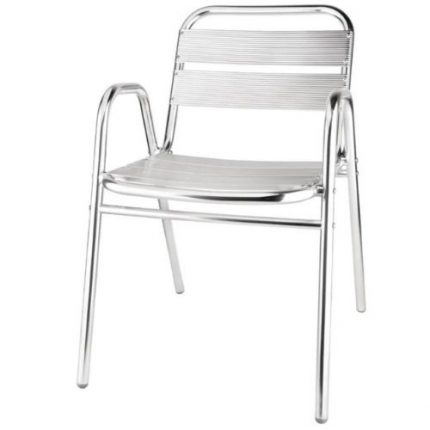 Aluminiumsstol med buet armlen | 4 stk | Setehøyde 45cm | B600xD495xH780mm | BOLERO GAS-U501 | HOXCH | 109292