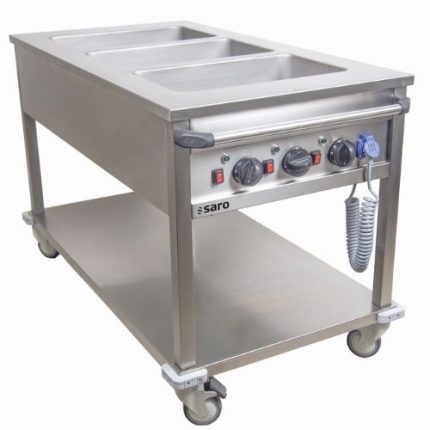 Bain Marie vogn | BT-3 | 3x 1/1 GN | 3 kW/t | B1304xD700xH850mm | SARO Germany | SARAABA | 126-1505 | 152470