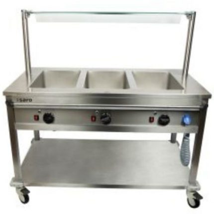 Bain Marie vogn BT3 | 3x 1/1 GN | 3 kW/t | B1304xD704xH850mm | SARO Germany | SARAABA | 126-1520 | 152489