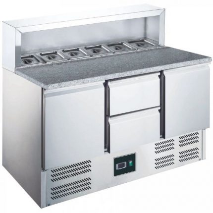 Pizza arbeidsbenk granitt | 402L | 2dører+2skuffer | B1368xD700xH861/1086mm | SARO Germany | SAREFH | 465-1055 | 164899