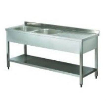 Oppvaskbenk 2 kum | B1800xD700xH900mm | sil og stoppekran | HORECA | 100733 | 279386