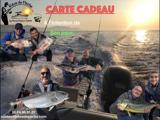 carte cadeau. journée de pêche