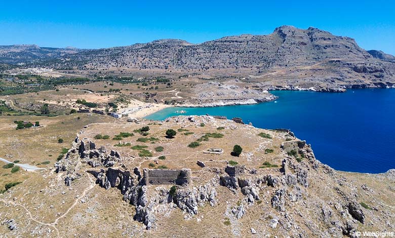 Feraklos with Agathi beach in the background