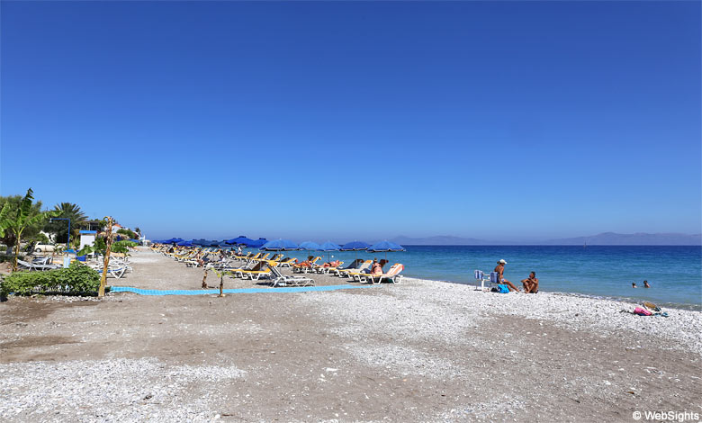 Ialyssos beach is covered with sand and pebbles
