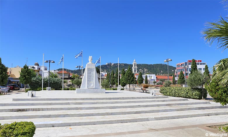 The beautiful square Plateia Apostolidi in Ialyssos on Rhodes