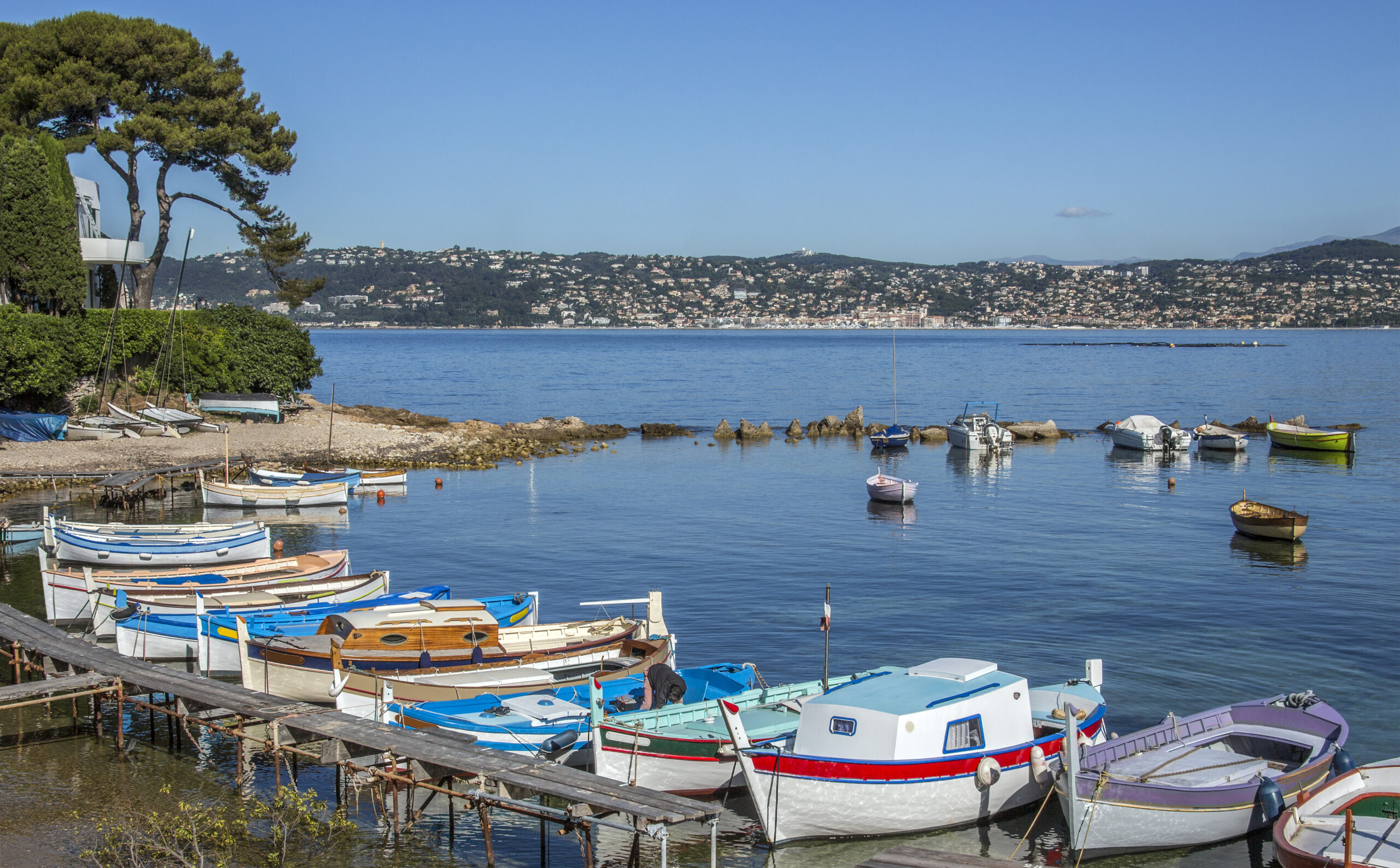 The small harbor of Cap de Antibes on the French Riviera in the South of France.