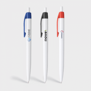 Basic witte pennen met gekleurde clip