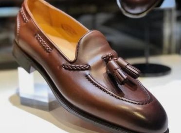 Chocolate Brown Leather Tassels Loafer Shoes