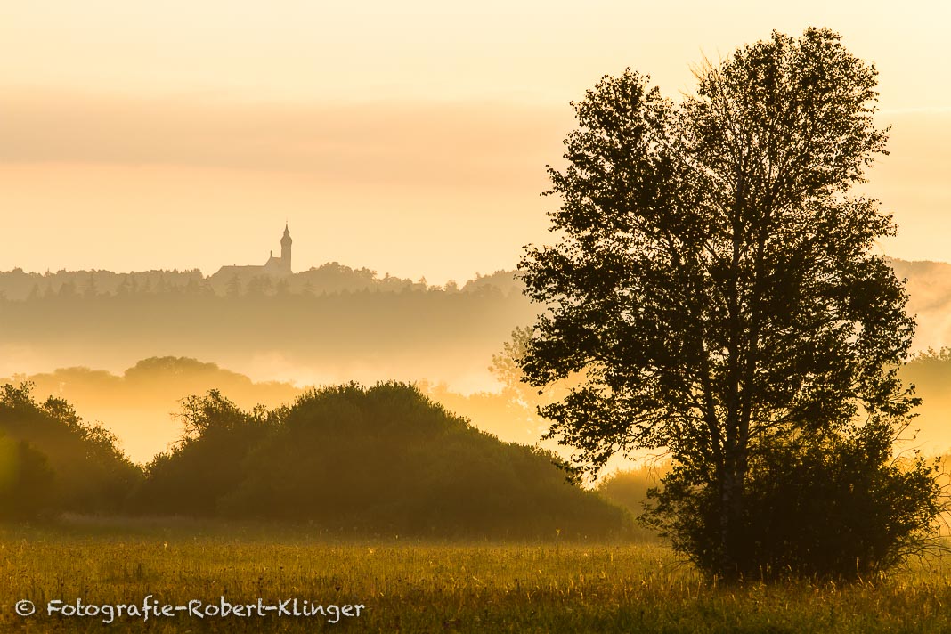 Das Naturschutzgebiet Ammermoor am südlichen Ammerseeufer und das Kloster Andechs