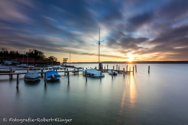 Langzeitbelichtung vom Ammersee in Utting