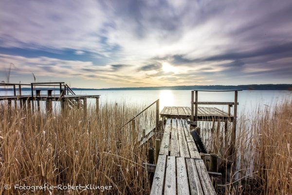 Fotoaufnahme, Langzeit, vom Ammersee bei Utting