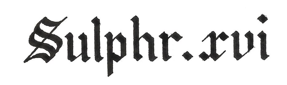 The word Sulphr XVI, written in calligraphy