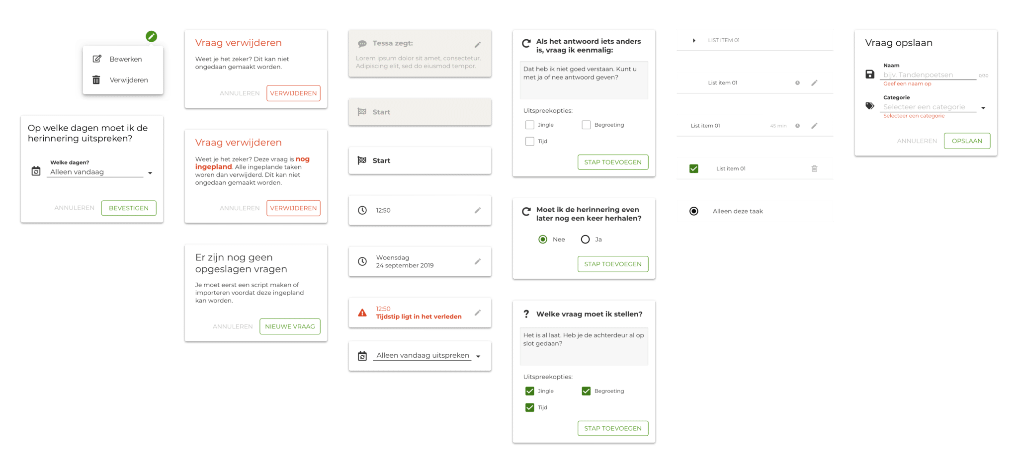 Components from the Tinybots design system