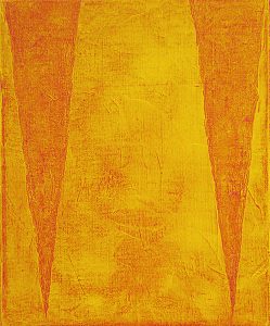 Yellow and orange oil painting by visual artist Robin Lindqvist