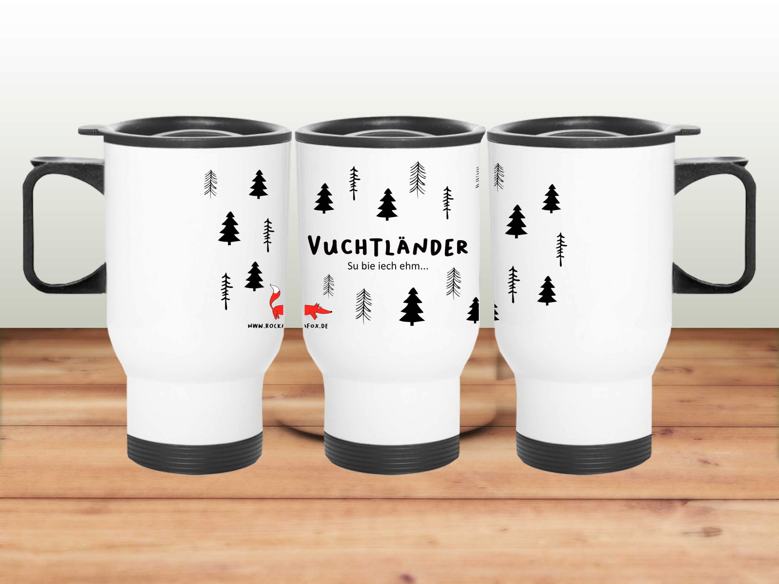 Edelstahl Thermobecher mit Henkel 390ml – Vuchtländer – Rock a Fox. Design