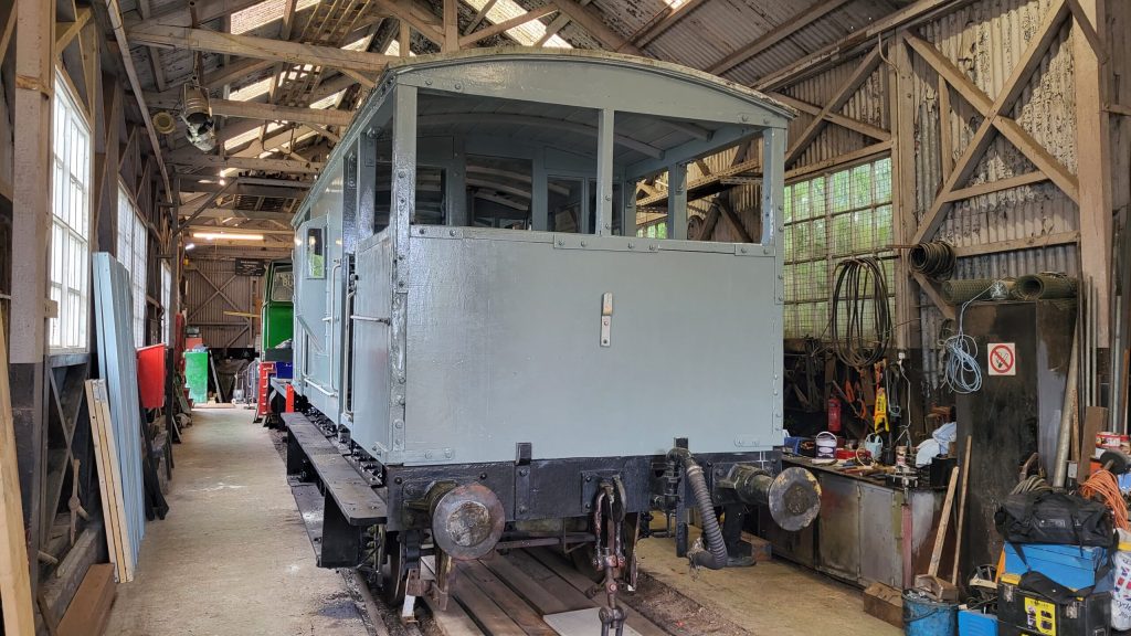 Shark brake van being renovated iand repainted.