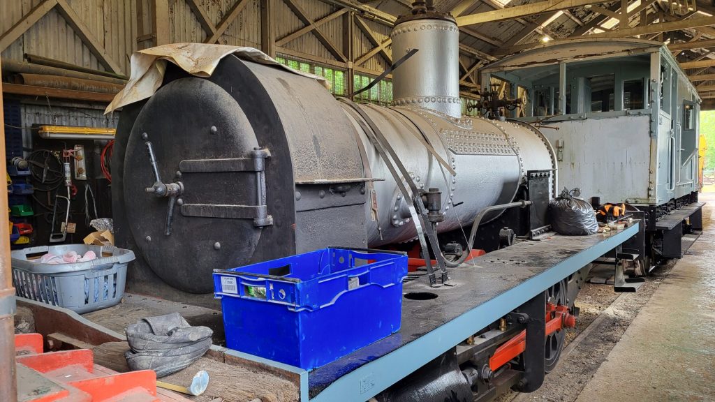 Peckett and Sons steam locomotive Elizabeth with boiler and running gear being restored.