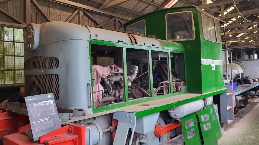 Ketton No1 diesel locomotive seen here being repainted and having the engine refurbished.