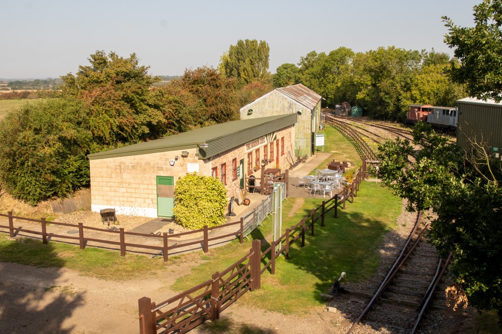 The same view northwards from ore tipping dock but in 2023 showing Museum cafe.