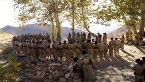 PDKI Peshmerga dancing traditional Kurdish halparke in their break. Photo: PDKI.