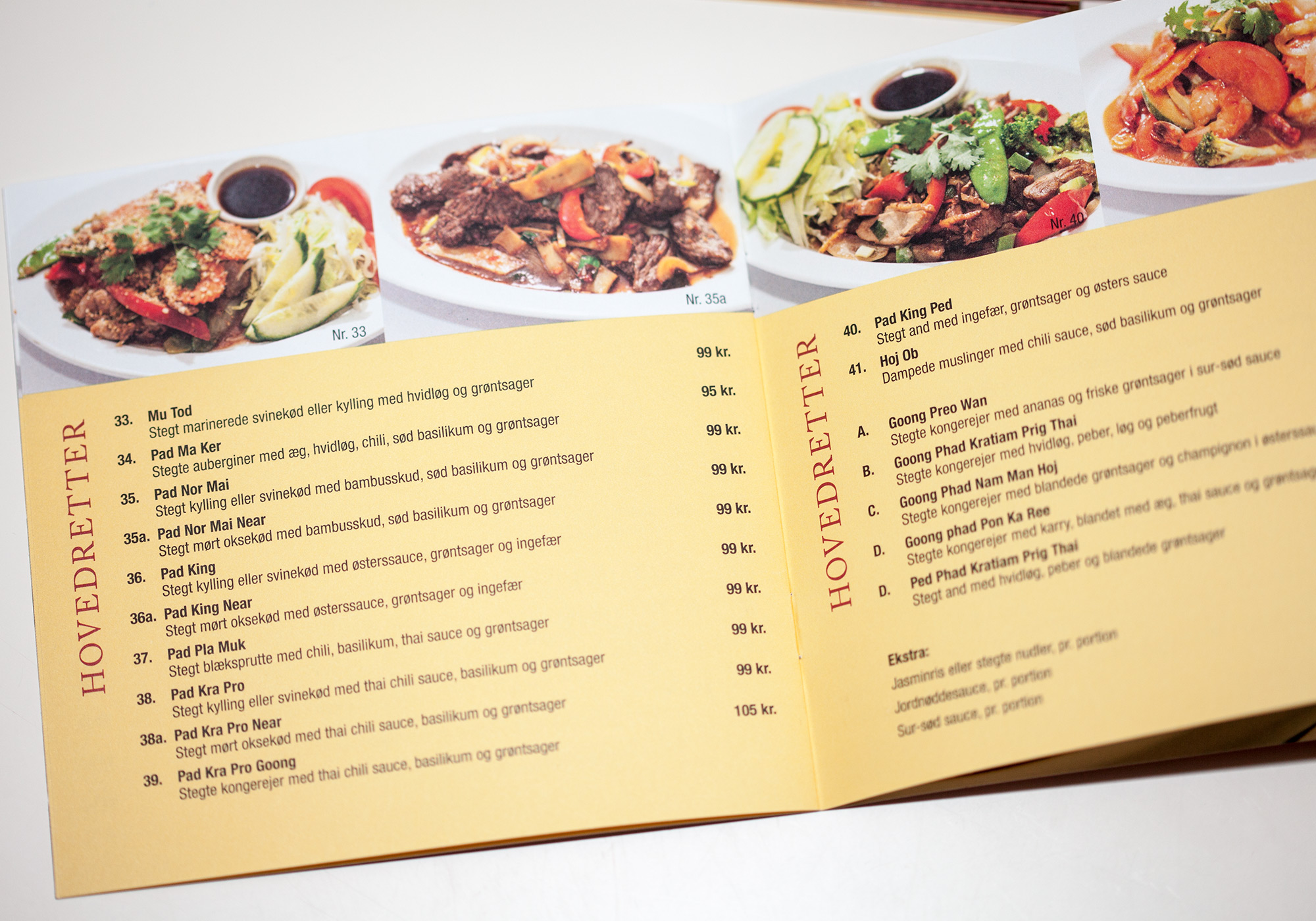 Design af menukort til restaurant