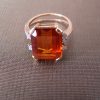 14 kt geel gouden ring roodbruine citrien 4x briljantjes
