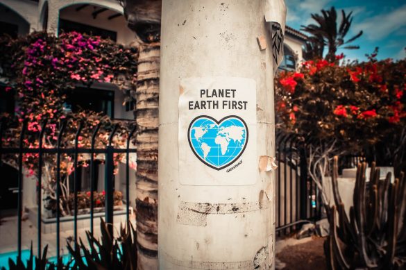 planet earth first poster on a concrete post