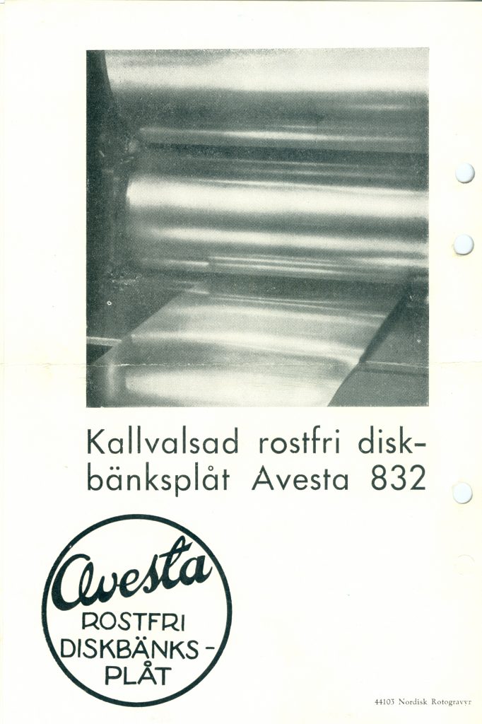 Broschyr: Kallvalsad rostfri diskbänksplåt, Avesta 832 - Avesta Jernverk, 1935, sida 4 (4).
