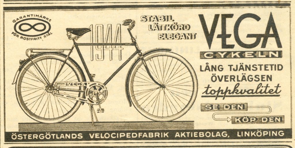 Annons i Husmodern nummer 24, 1944. Rostfritt stål.
