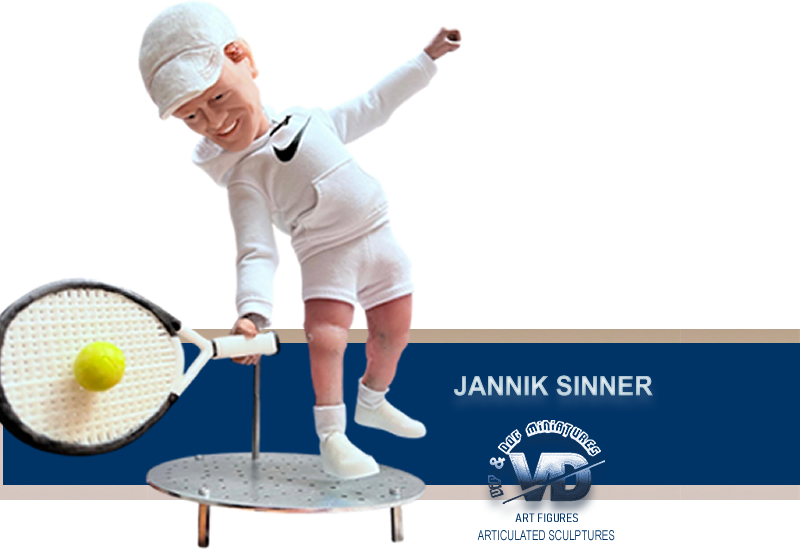 Statuina Jannik Sinner personalizzata - miniatura artistica realizzata a mano