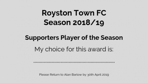 Supporters Player of the Season voting slip