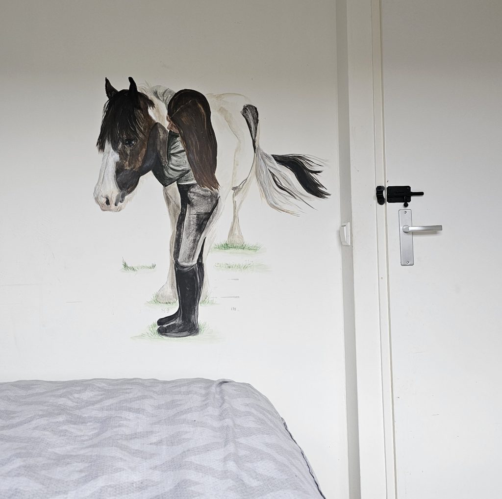 Meisje met paard muurschildering tiener kamer