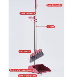 Broom and Dustpan Set Lightweight Upright Lobby Broom and Dust Pan Combo with Long Handle Outdoor Indoor for Home Kitchen Room Office H25