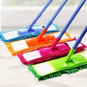 Microfiber Wet and Flat Microfiber Floor Cleaning with Telescopic Long Handle Dry Mop, Medium, Multicolour - H15