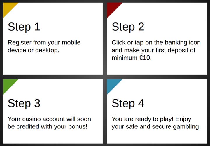 Register in 4 steps at the online casino and play from your PC or mobile device