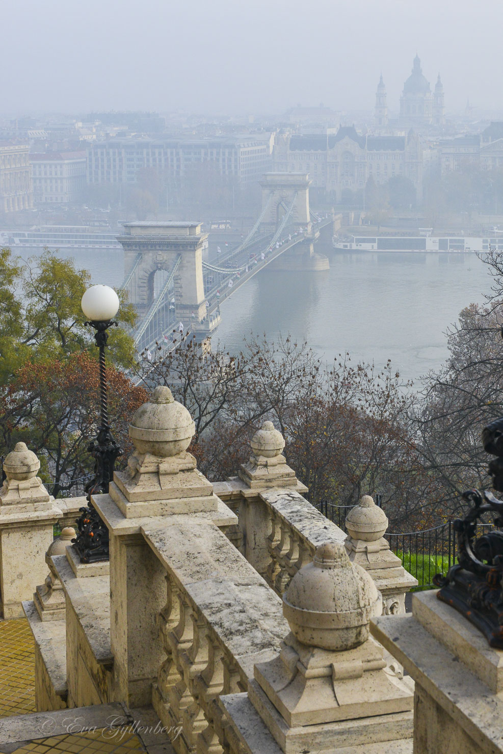 Foggy morning with a view of Budapest from the Fisherman's Bastion